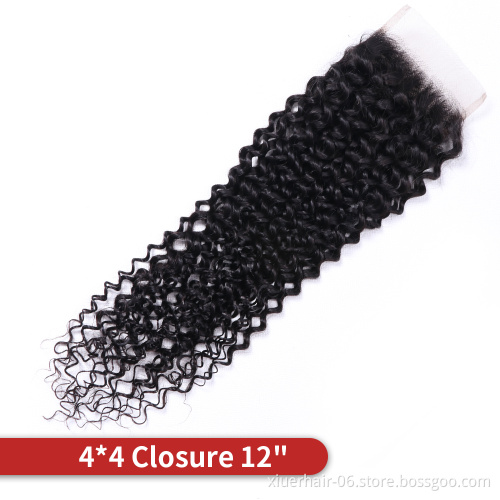 Virgin Brazilian Hair Organic Curl Hair Weave 3 Pieces Lot Organic Human Hair Bundles With Top Lace Closure
